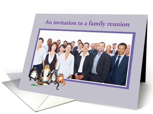 Invitation Family reunion, lilac frame, custom frame, cats card