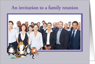 Invitation Family reunion, lilac frame, custom frame, cats card