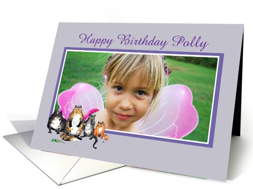 Happy Birthday, lilac frame, custom frame, cats card (853018)
