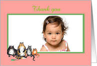 pink frame, custom frame, cats,Thank you card