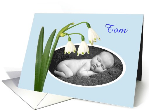 New baby, snowdrops,blue, photo frame card (853428)