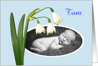 New baby, snowdrops,blue, photo frame card