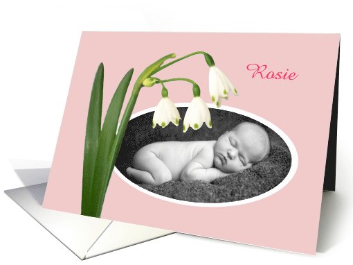 New baby, snowdrops,pink, photo frame card (853430)