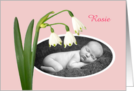 New baby, snowdrops,pink, photo frame card