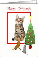 Merry Christmas, dogs and christmas tree.from pet, photo frame. card
