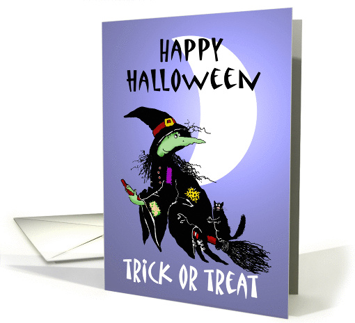 Happy Halloween trick or treat , Witch with cat on... (862318)