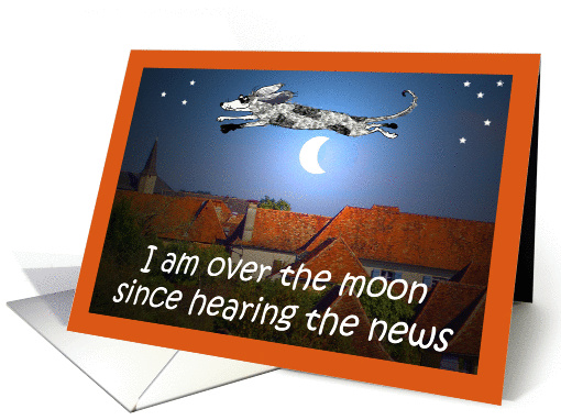 Congratulations on Engagement, dog jumping over moon. card (862939)