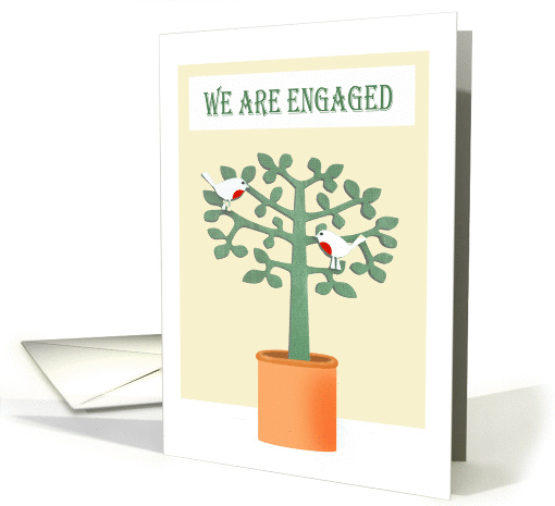 We are Engaged announcement .two birds and tree. card (864480)