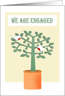 We are engaged, party invitation.two birds and tree. card