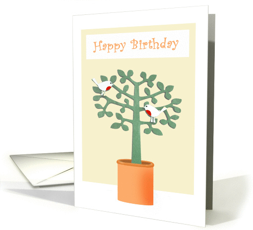 Happy Birthday, two birds in a tree. card (864758)