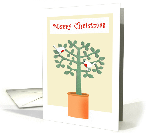 Merry Christmas, two birds in a tree. card (864761)