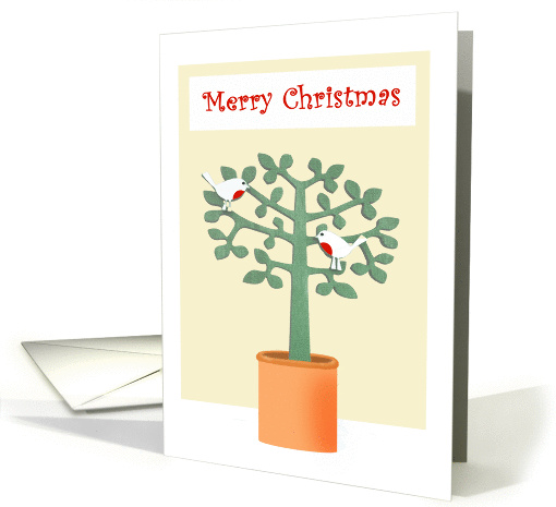 Merry Christmas, two birds in a tree.From one twin to the other card
