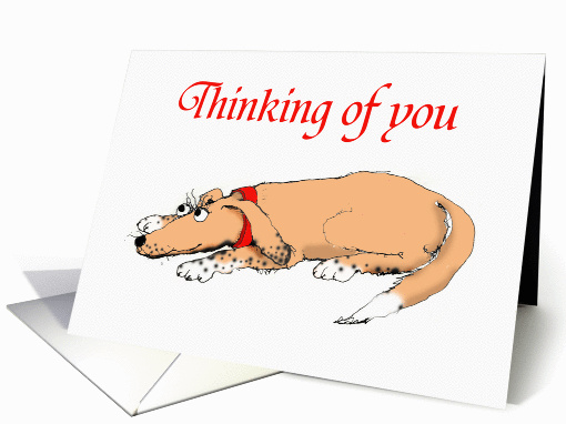 Thinking of you,Will you be home soon?, brown hound dog. card (865130)