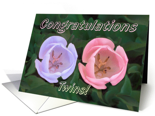 Congratulations, Twins boy ands girl, two tulips card (867045)