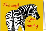 Warning, Zebra crossing.Humor card