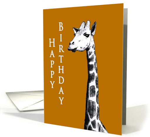 Happy Birthday Grandpa, Black and white drawing of giraffe card