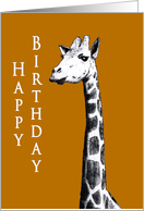 Happy Birthday Grandpa, Black and white drawing of giraffe card