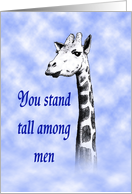 Happy birthday Grandpa, giraffe in clouds. card