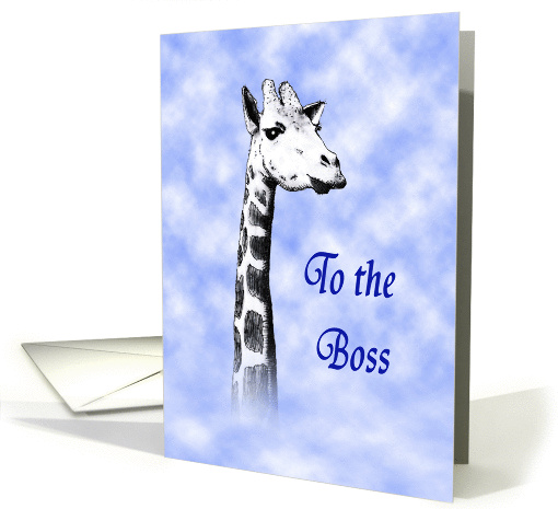 Happy Birthday to Boss, giraffe in clouds. card (871812)