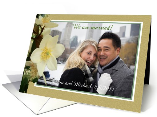 We are married, Magnolia Carpenteria, flower,photo frame card (875540)