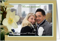 We are married, Magnolia Carpenteria, flower,photo frame card