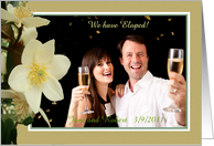 We have eloped, Magnolia Carpenteria, flower,photo frame card