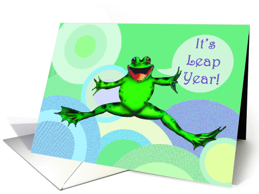 It's Leap Year! Green frog and bubbles. card (892073)