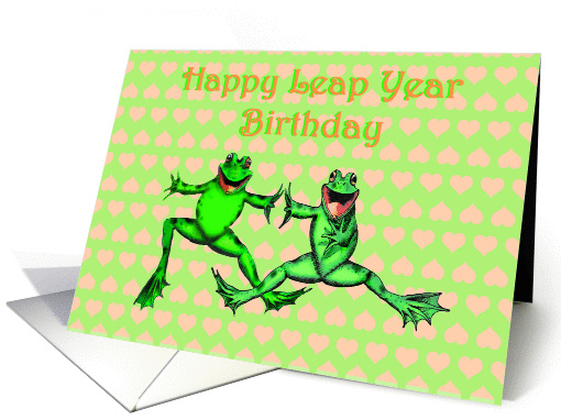 Happy Leap Year birthday, for twins, two green frogs. card (894412)