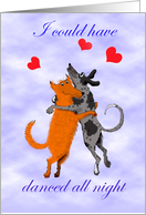 I could have danced all night, two dogs , humor. card
