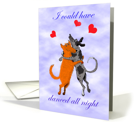Dancing, two dogs, humor card (895365)