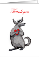 Thank you from the bottom of my heart ,dog and heart, humor card
