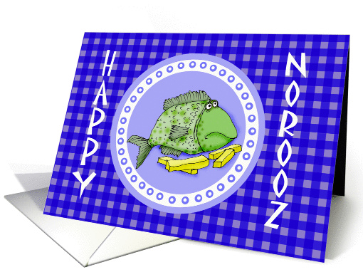 Happy Norooz, fish on plate,humor. card (904217)
