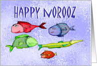 Happy Norooz, swimming fish, humor. card