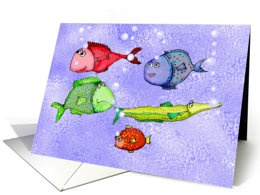 Fish and bubbles, humor, card (904925)