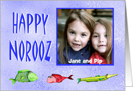 Happy Norooz, custom photo card, with fish, to grandma card
