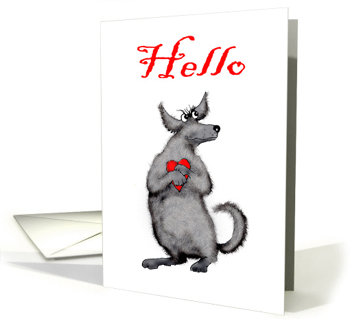 hello, shaggy dog and love-heart card (907115)