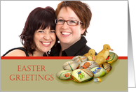 Easter Greetings, photo card, eggs and ducklings,from gay and lesbian card