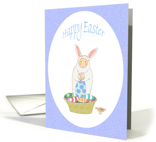 Happy Easter, child in bunny costume, with easter eggs and... (917793)