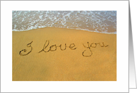 I love you, beach and water. card