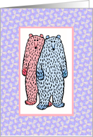 girl and boy bears.Happy Birthday to twins card