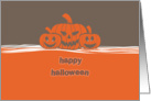 Happy Halloween, cute and funny orange pumpkin card