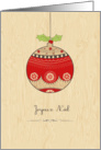 Joyeux Nol, cute Christmas bauble card