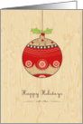 happy Holidays, cute Christmas bauble card