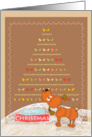 Merry Christmas, cute brown toy poodle and design Christmas tree card
