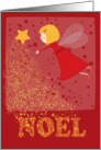 Christmas cute angel and golden stars card