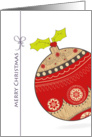 merry Christmas, cute stylized Christmas bauble card