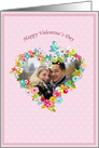 Happy Valentine’s day, heart and flowers card