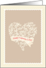 Happy Valentine’s day, heart & flowers card