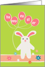 happy easter, cute rabbit and balloon card