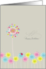 Happy Birthday cute stylized flowers card